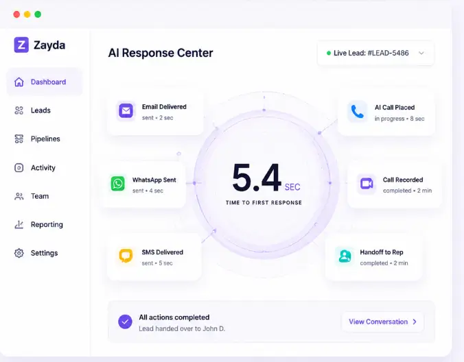 Built-in AI lead response